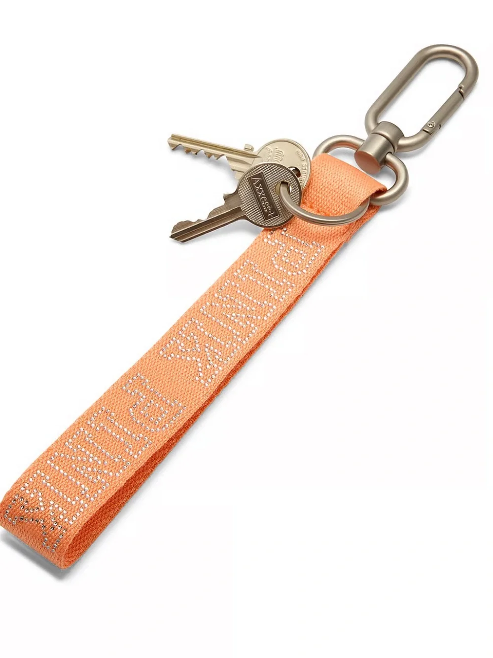 Victoria’s Secret Pink Orange wristlet Strap Keychain